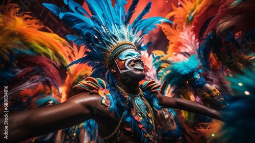 Brazilian man wearing Samba Costume. Rio carnival