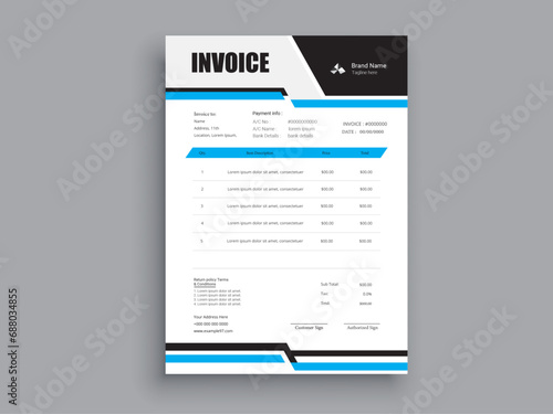 Invoice Design. Business invoice form template. Invoicing quotes, money bills or pricelist and payment agreement design templates. Tax form, 
bill graphic or payment receipt.