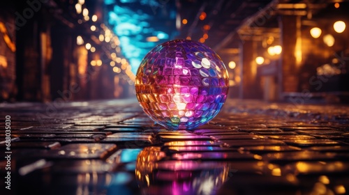 Disco ball shine with purple and blue light