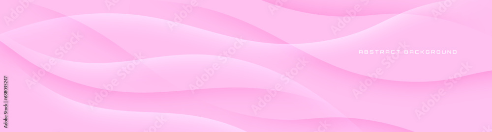 3D pink geometric abstract background overlap layer on bright space with waves decoration. Minimalist modern graphic design element cutout style concept for banner, flyer, card, or brochure cover
