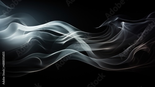 Abstract white smoke swirl with black background © Tirtonirmolo