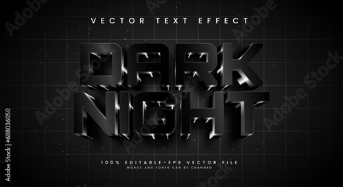 Dark night editable text style effect. Vector text effect with dark black color.