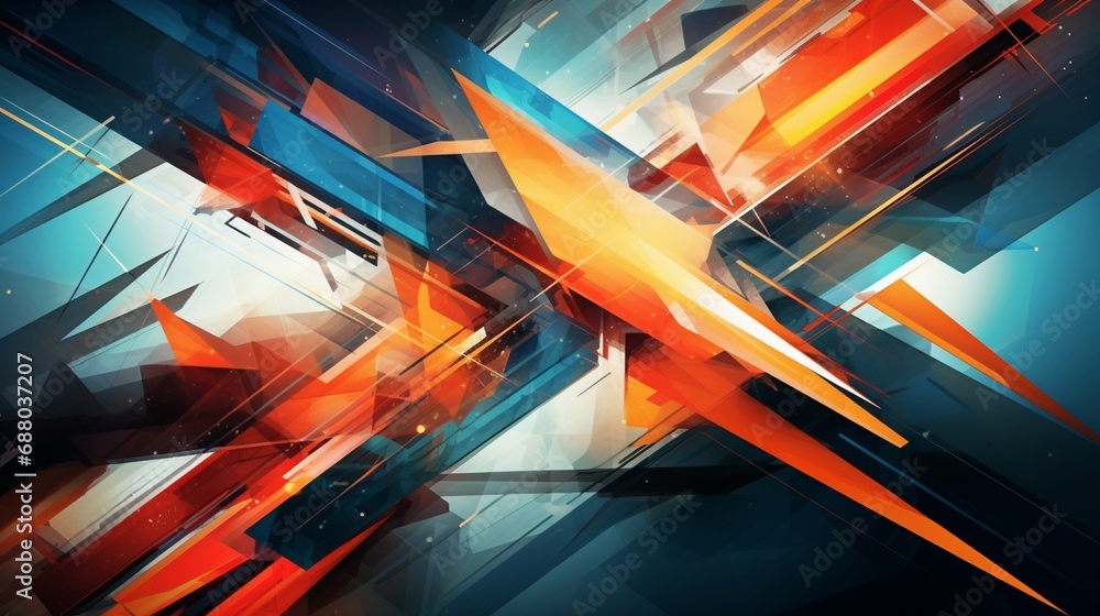 a digital artwork with intersecting diagonal lines and sharp angles ...