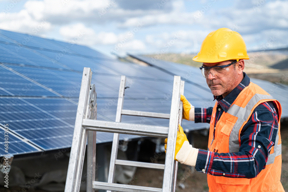 Installation of solar panels on solar panel plant. Installation of solar panels on solar panel plant.
