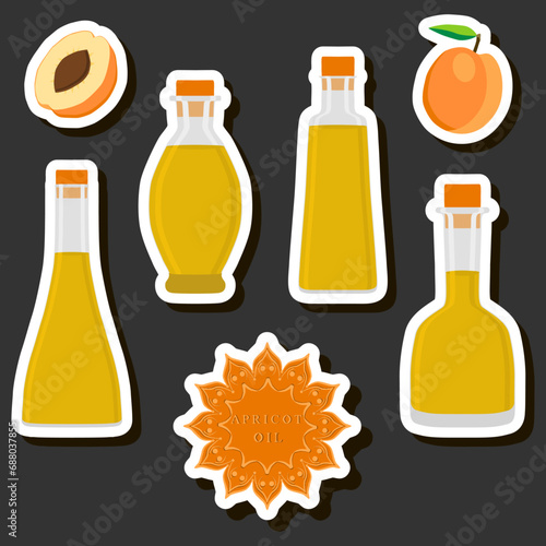 Illustration on theme big set different types liquid oil, bottle various size