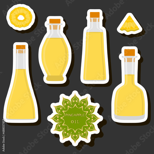 Illustration on theme big set different types liquid oil, bottle various size