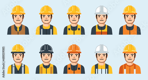 Construction worker - 2D flat color avatar, vector illustration