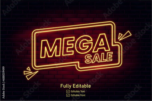  vector neon mega sale sign lettering text