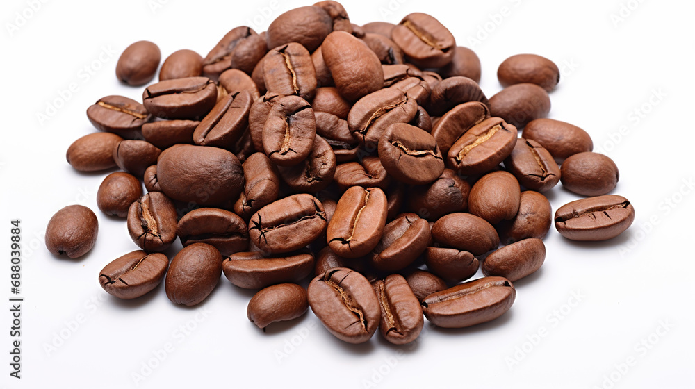Coffee beans on white background,created with Generative AI tecnology. Coffee beans on white background,created with Generative AI tecnology.