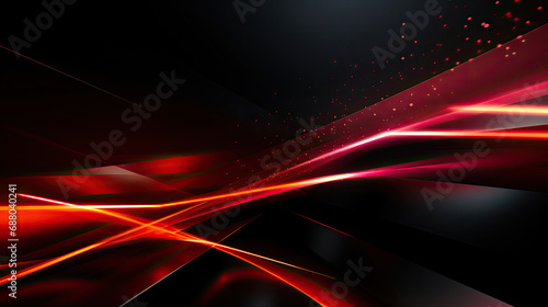 Serious Lines abstract background curves with glowing neon lights on dark background created with Generative AI technology