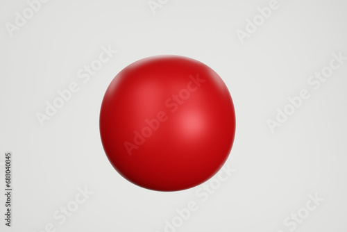 Red glass button, 3d circle shape 