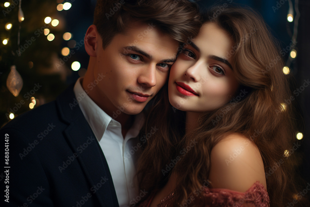 Made with Generative AI picture of adorable couple new year season celebrations portrait Made with Generative AI picture of adorable couple new year season celebrations portrait