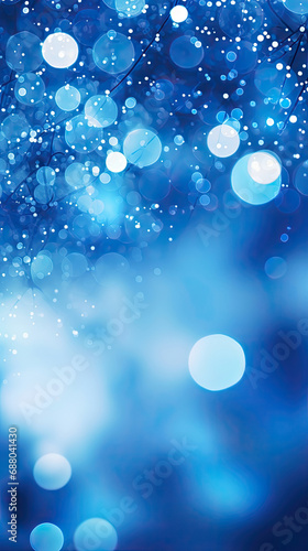 blue wallpaper of sparkling shining lights with white bubble bokeh texture created with Generative AI technology