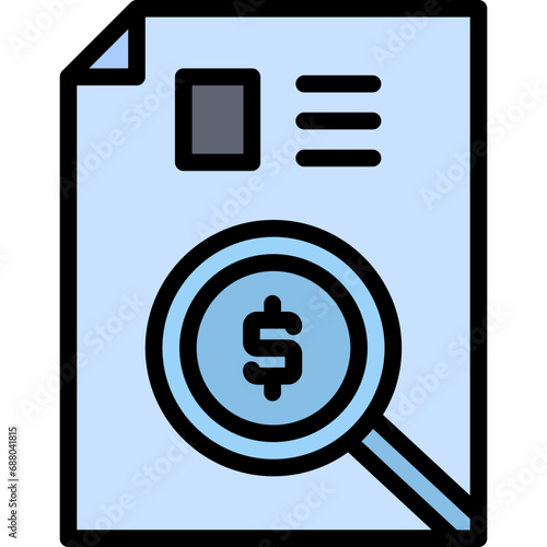 Checking credit bureau icon. Filled outline design. For presentation, graphic design, mobile application.