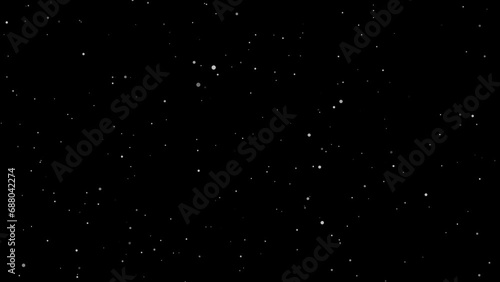 White snow overlay layer on black background, snowflakes bokeh and snowfall for Christmas and holiday design.