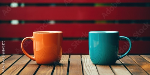 Companion cups on a wooden table, awaiting a conversation's start.