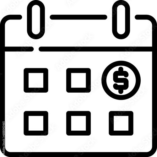 Monthly payment icon. Outline design. For presentation, graphic design, mobile application.