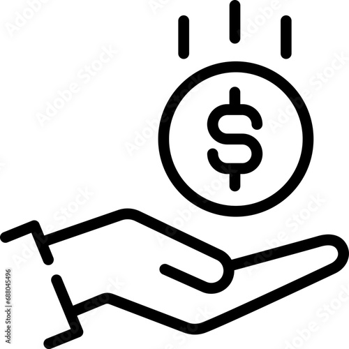 Income icon. Outline design. For presentation, graphic design, mobile application.
