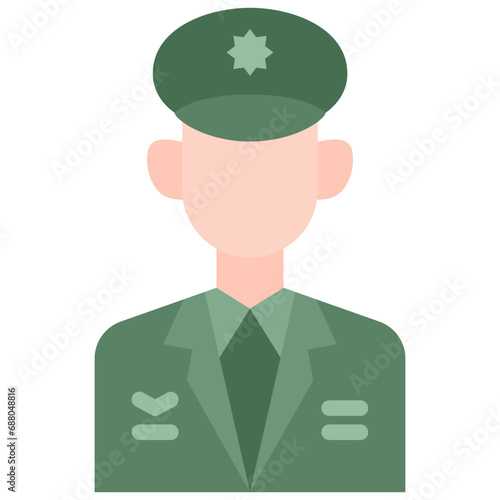Army general icon. Flat design. For presentation, graphic design, mobile application.
