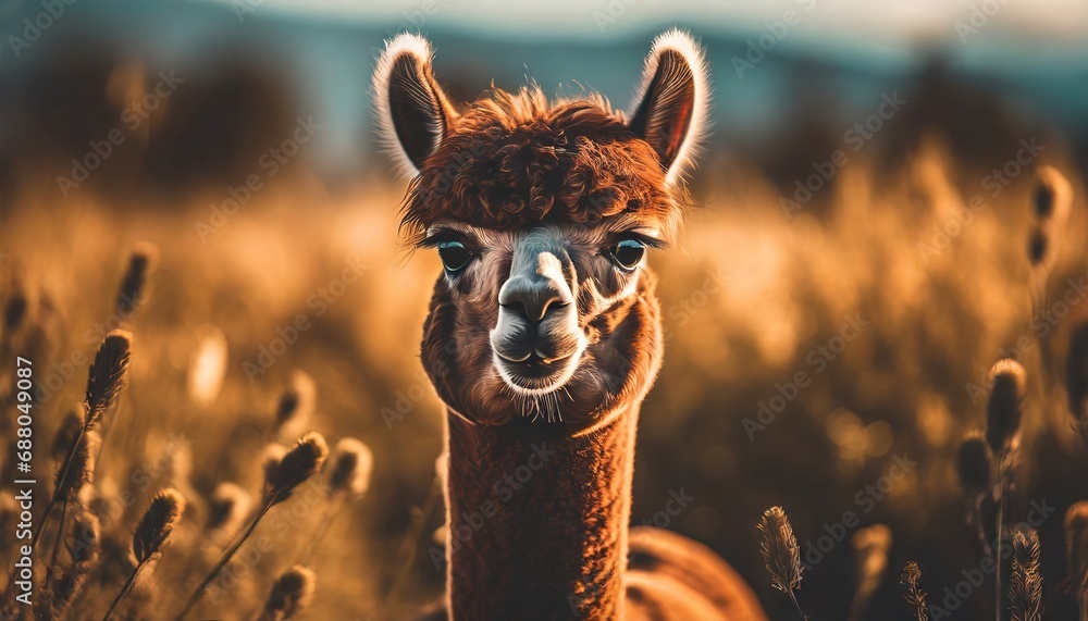 Obraz premium Alpaca portrait, wildlife photography