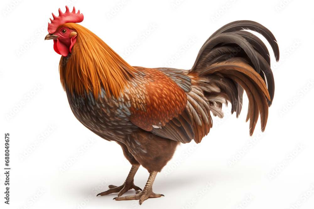 Rooster isolated on white background Generative AI Rooster isolated on white background Generative AI