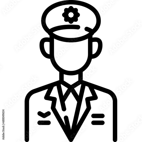 Army general icon. Outline design. For presentation, graphic design, mobile application.