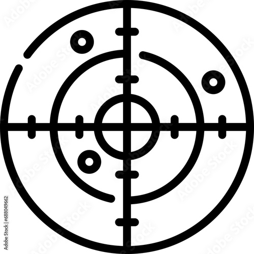 Radar icon. Outline design. For presentation, graphic design, mobile application.