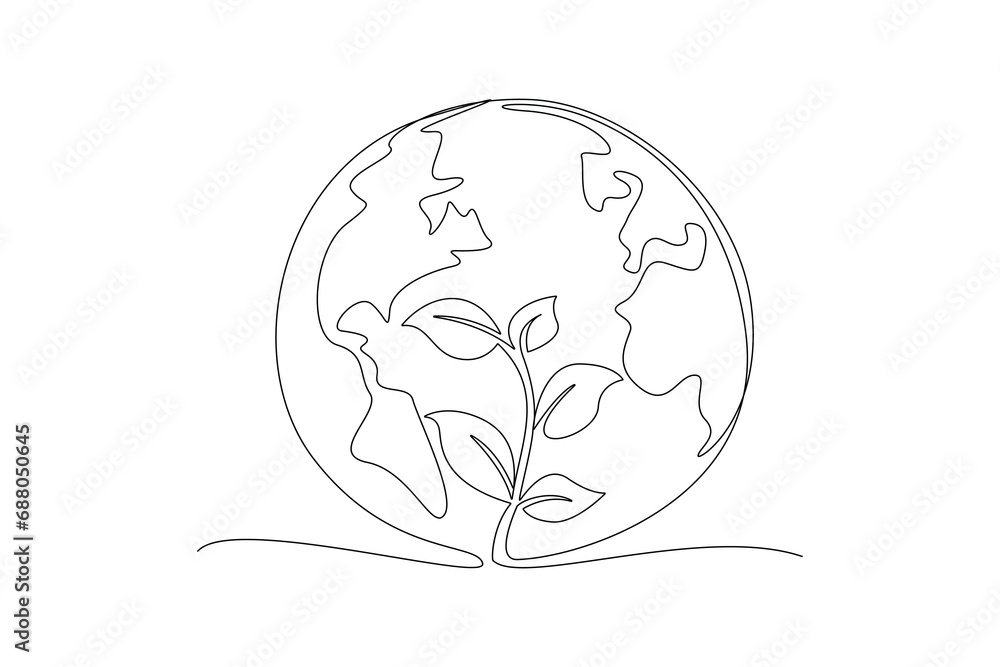 One continuous line drawing of World Environment day concept. Doodle vector illustration in simple linear style. One continuous line drawing of World Environment day concept. Doodle vector illustration in simple linear style.