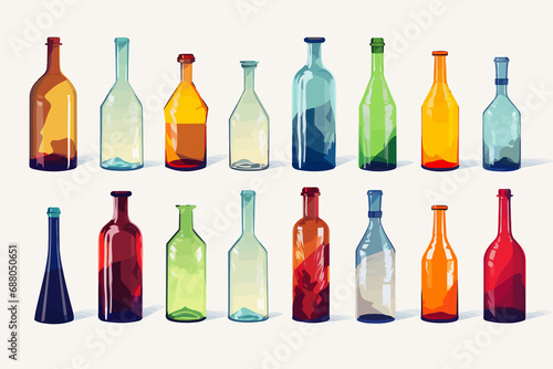 Glass bottles isolated vector style on isolated background illustration