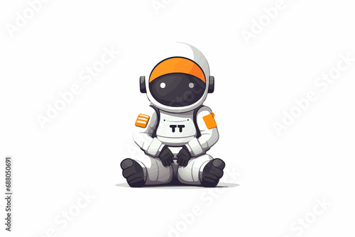 Astronaut sitting on ground isolated vector style on isolated background illustration