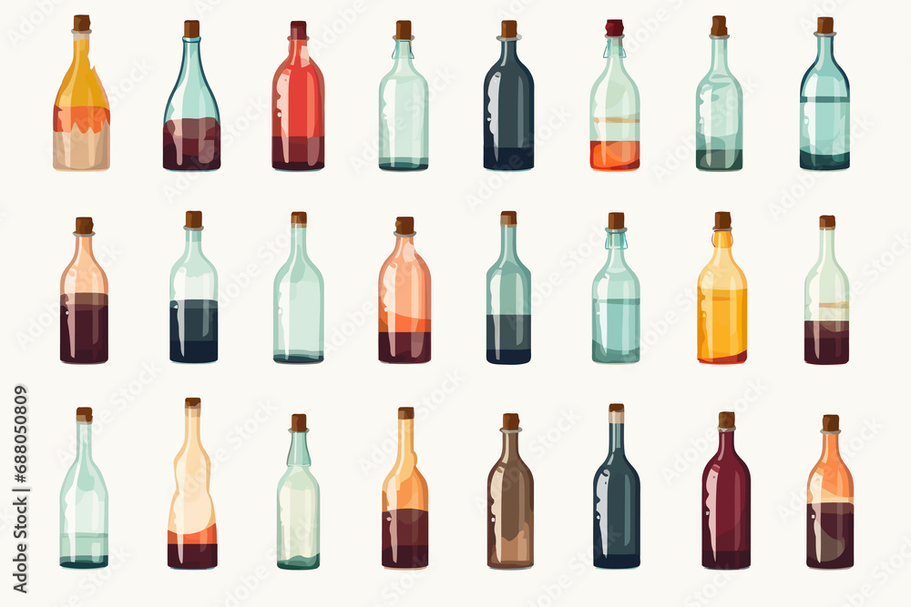 Glass bottles isolated vector style on isolated background illustration Glass bottles isolated vector style on isolated background illustration