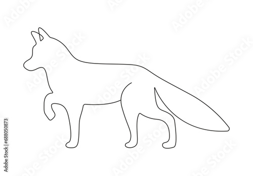 Continuous single line drawing of cute fox. Isolated on white background vector illustration. Premium vector. 