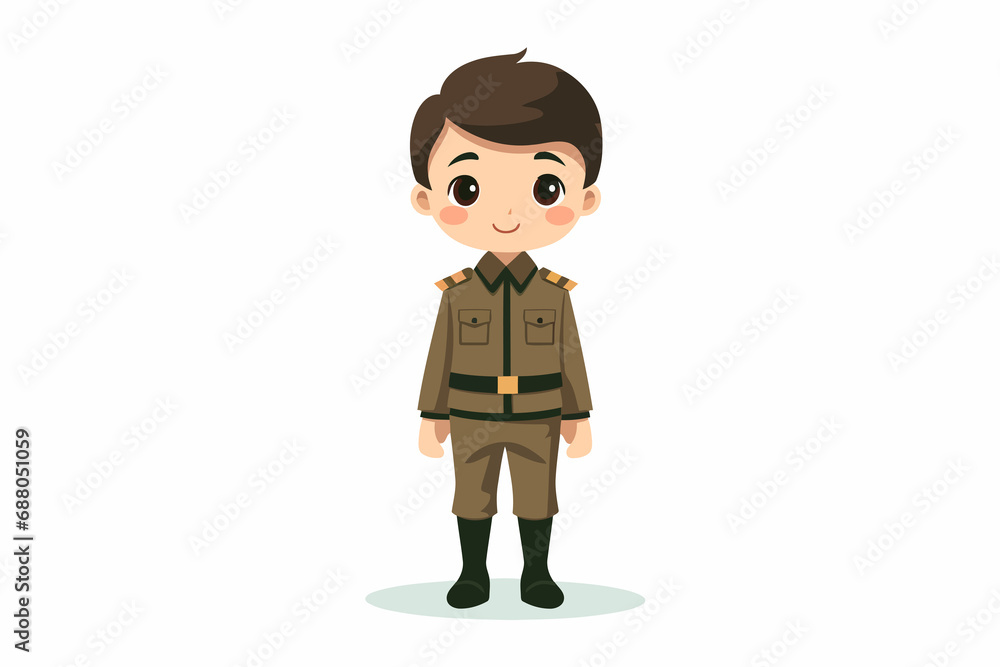 Kid wearing military uniform isolated vector style on isolated background illustration Kid wearing military uniform isolated vector style on isolated background illustration