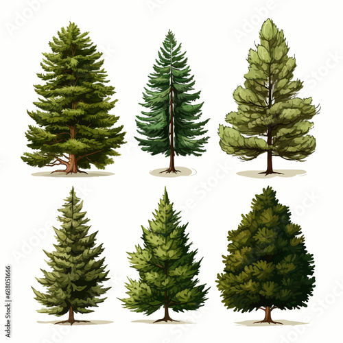 tree, christmas, fir, pine, winter, holiday, forest, green, snow, evergreen, vector, nature, celebration, decoration, illustration, isolated, christmas tree, season, branch, xmas, trees, new year, 3d,