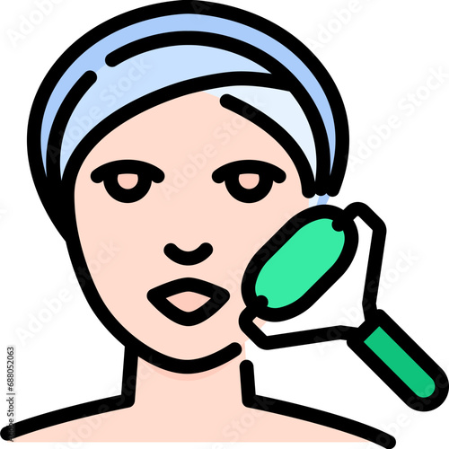 Facial roller icon. Filled outline design. For presentation, graphic design, mobile application.