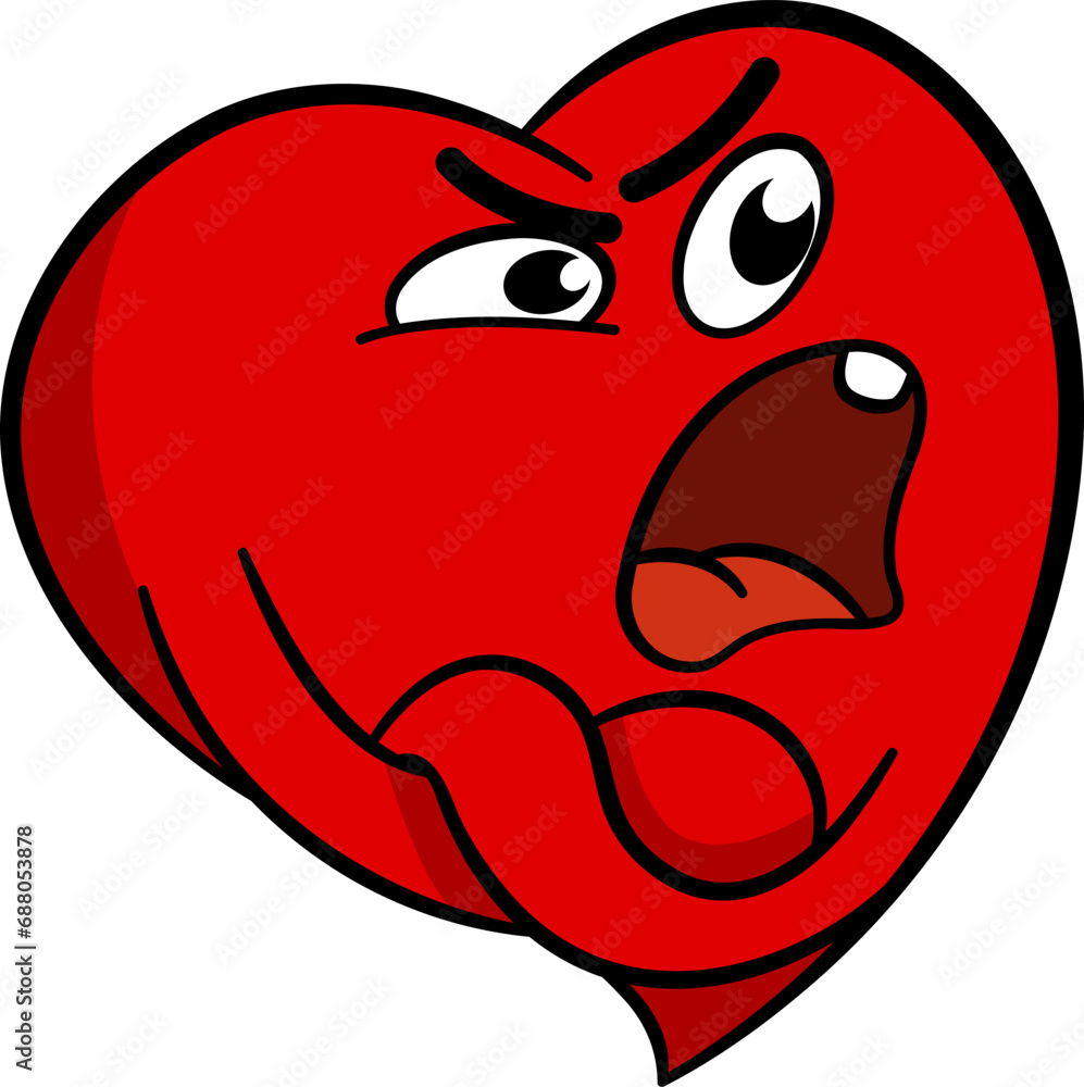 Indignant Cartoon Heart. Crossed Arms and Raised Voices. Face Emotion. Vector Illustration of Funny Character Indignant Cartoon Heart. Crossed Arms and Raised Voices. Face Emotion. Vector Illustration of Funny Character