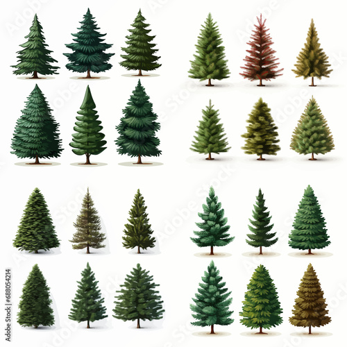 christmas, tree, winter, forest, fir, snow, holiday, vector, nature, green, pine, xmas, illustration, season, pattern, landscape, trees, celebration, new, decoration, year, evergreen, design, set, spr