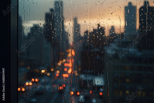 Rainy City Window View
