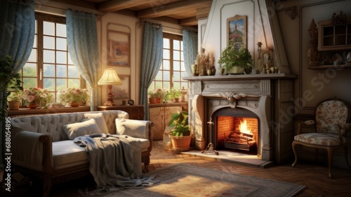 Interior of a cozy room in French style