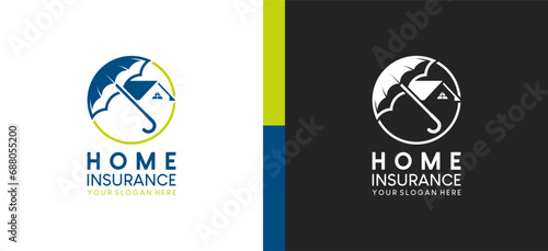 Home insurance logo design with simple protection umbrella vector symbol photo