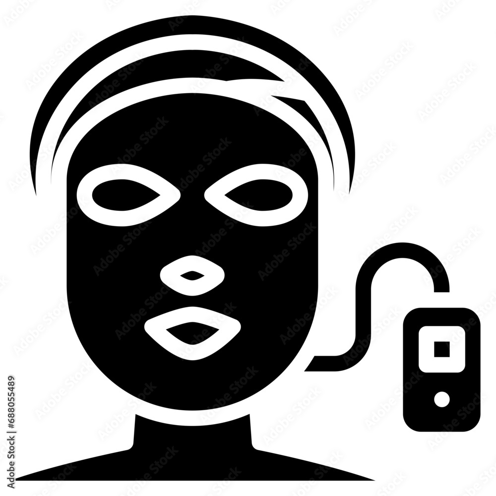 LED face mask icon. Solid design. For presentation, graphic design, mobile application. LED face mask icon. Solid design. For presentation, graphic design, mobile application.