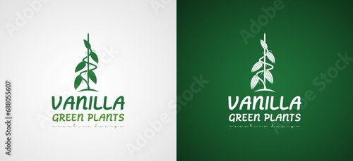 Fresh natural green vanilla tree logo design