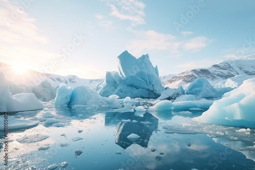 Melting polar ice. Impact of climate change on the Arctic and Antarctic regions.