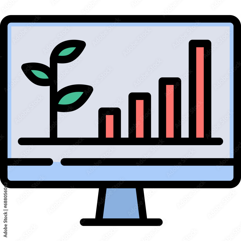 Plant growing report icon. Filled outline design. For presentation, graphic design, mobile application. Plant growing report icon. Filled outline design. For presentation, graphic design, mobile application.