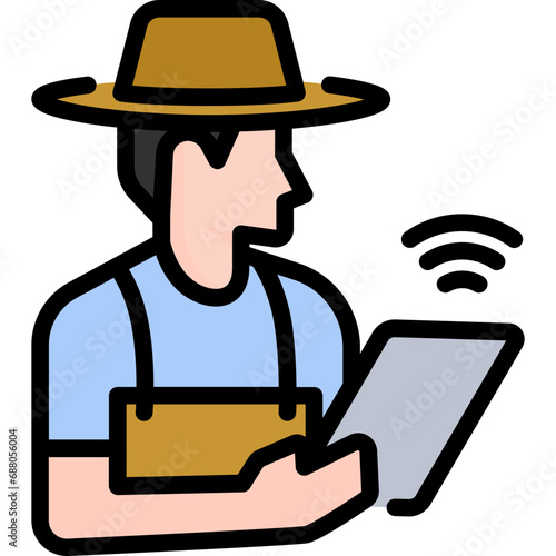 Farm manager icon. Filled outline design. For presentation, graphic design, mobile application.