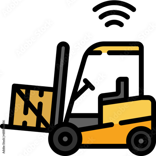 Driverless forklift icon. Filled outline design. For presentation, graphic design, mobile application.