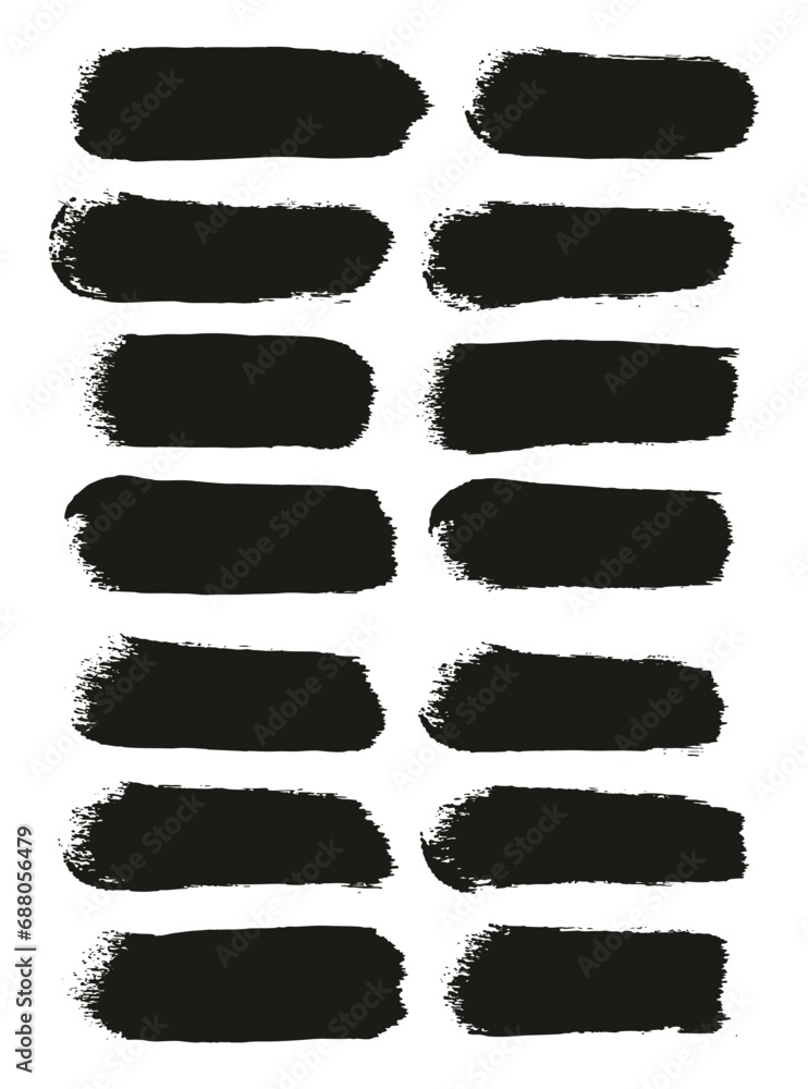 Hand Drawn Round Sponge Regular Artist Brush Straight Lines High Detail Abstract Vector Background Set 