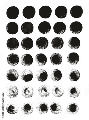 Hand Drawn Round Sponge Regular Artist Brush Straight Lines High Detail Abstract Vector Background Set  © Bakai