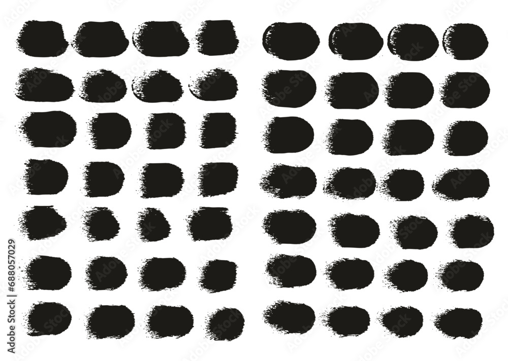 Fototapeta premium Hand Drawn Round Sponge Regular Artist Brush Straight Lines High Detail Abstract Vector Background Set 