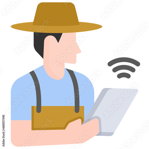 Farm manager icon. Flat design. For presentation, graphic design, mobile application.